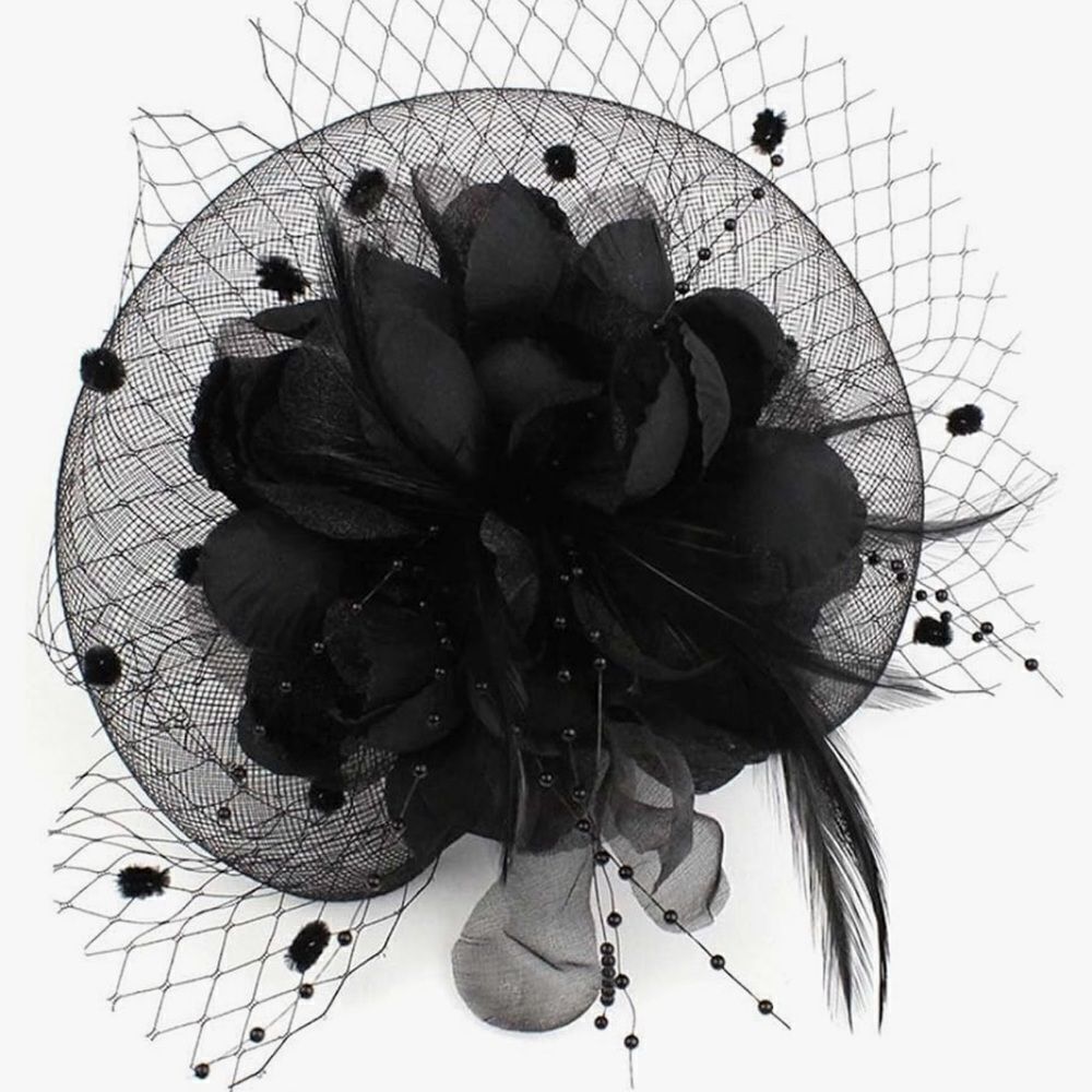 Fascinator Hat , pill box Tea Party Feather Headband, Cocktail Hat Weddings - Picture 2 of 8